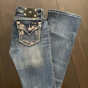 Gently used Miss Me embellished jeans, Signature Boot style!
